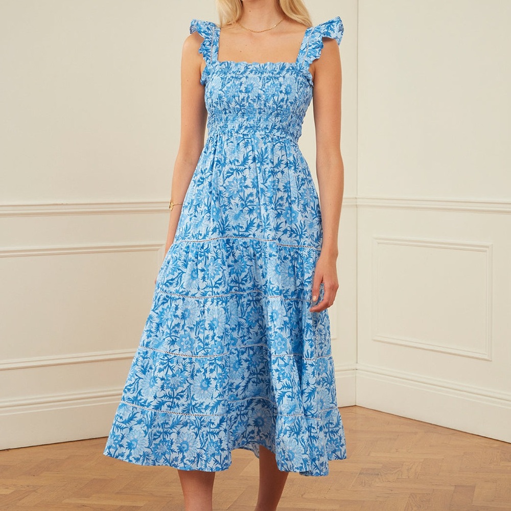 Pink City Prints Azure Rose Jessica Dress Blue
